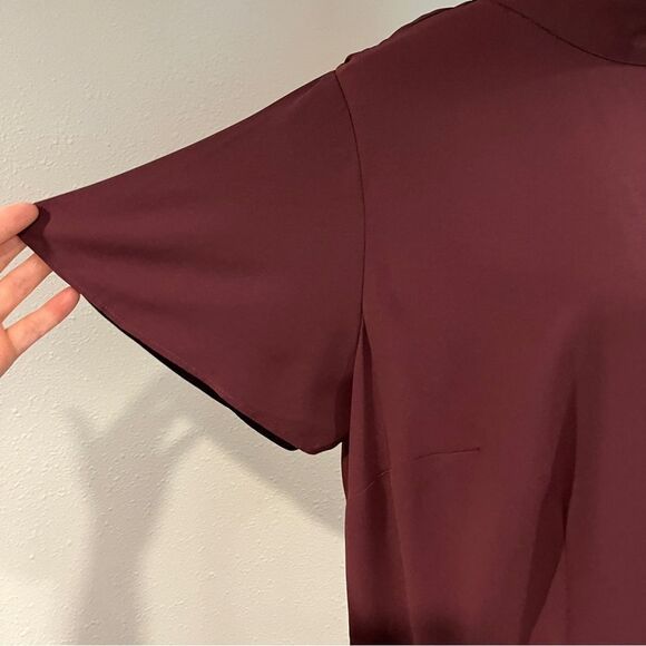 Talbots burgundy color plus size short sleeves formal dress with belt size 14WP - Picture 3 of 14